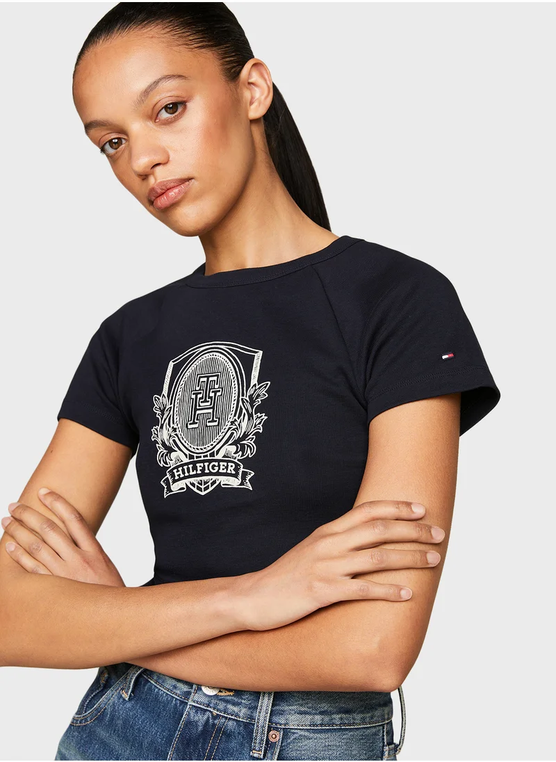تومي هيلفيغر Crew Neck Logo T-Shirt