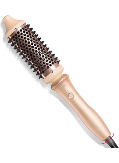 TYMO TYMO Thermal Brush Heated Round Brush  STYLUX Blowout Volumizer with FlexiFit Tech for Hair Straightening Curling Styler Tool Hair Straightener and Curler 2 in 1 Dual Voltage Quick  Easy Pink 