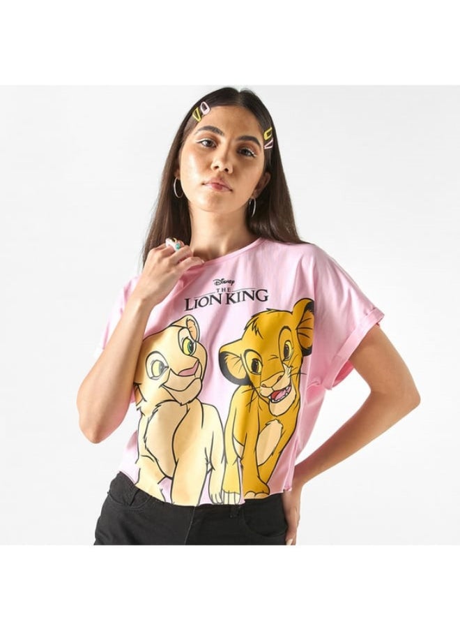 اس بي كاركترز Lion King Print T-shirt with Crew Neck and Short Sleeves  - Image 1