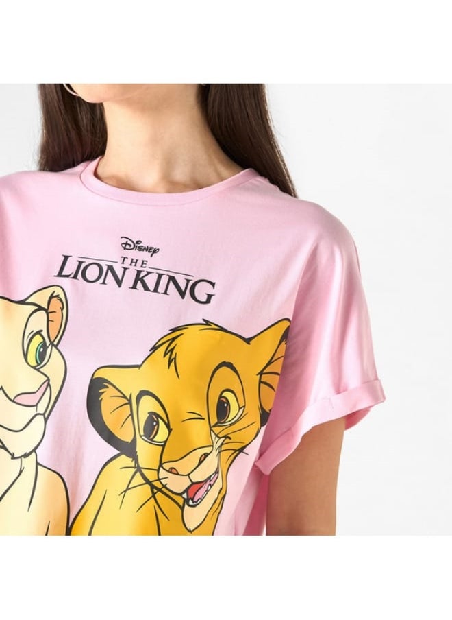 اس بي كاركترز Lion King Print T-shirt with Crew Neck and Short Sleeves  - Image 2