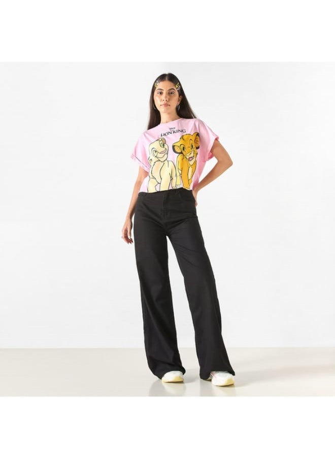 اس بي كاركترز Lion King Print T-shirt with Crew Neck and Short Sleeves  - Image 3