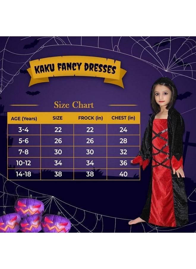 Kaku Fancy Dresses Kaku Fancy Dresses Polyester Scary Halloween Cosplay Red Black Witch Costume Gown With Teeth & Mask Set For Kids  - Image 1