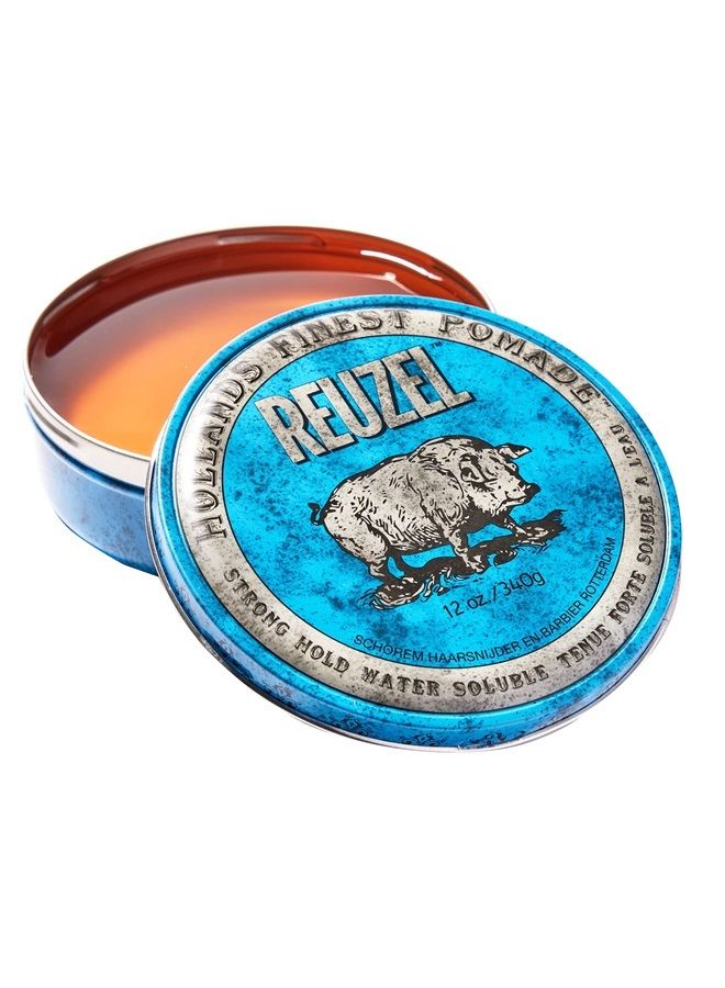 Reuzel Reuzel Blue Strong Hold Water Soluble Pomade, Hair Holding Wax For Men, 12 oz - Image 1