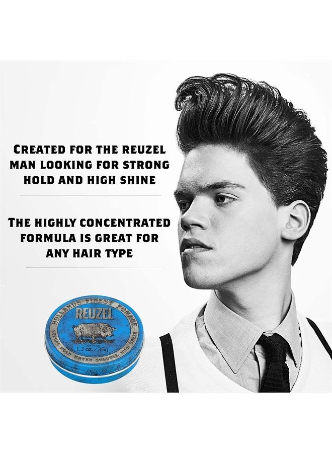 Reuzel Reuzel Blue Strong Hold Water Soluble Pomade, Hair Holding Wax For Men, 12 oz - Image 2