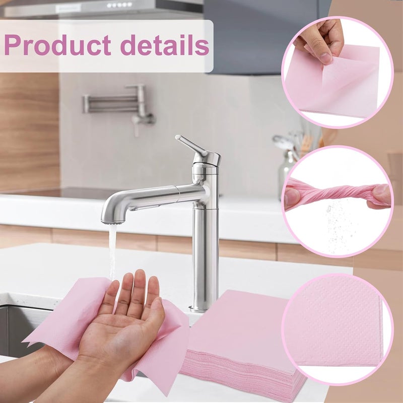 FLOWERCAT 100-Count 2-Ply Pink Cocktail Napkins - Beverage Napkins Disposable Premium Quality - 5" x 5" Pink Paper Napkins for Party & Mother's Day,Bar,Weddings,Birthday - Image 3