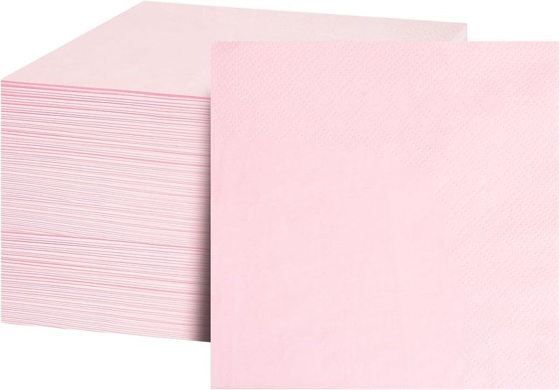 FLOWERCAT 100-Count 2-Ply Pink Cocktail Napkins - Beverage Napkins Disposable Premium Quality - 5" x 5" Pink Paper Napkins for Party & Mother's Day,Bar,Weddings,Birthday - Image 1