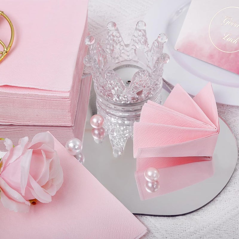 FLOWERCAT 100-Count 2-Ply Pink Cocktail Napkins - Beverage Napkins Disposable Premium Quality - 5" x 5" Pink Paper Napkins for Party & Mother's Day,Bar,Weddings,Birthday - Image 4