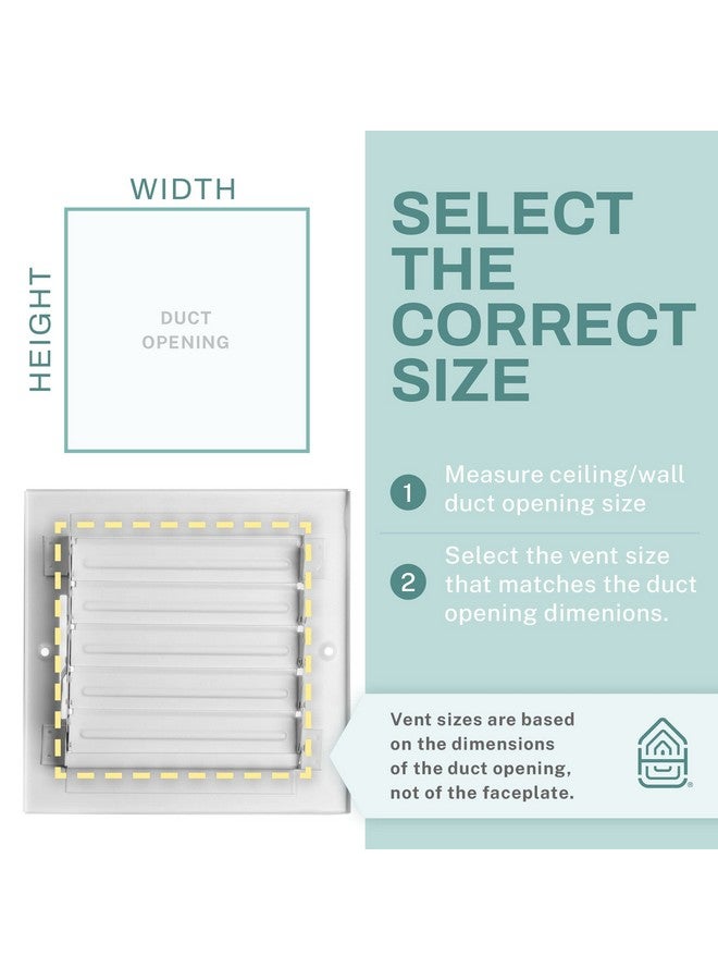 HOME INTUITION Home Intuition Ceiling Register - Air Vent Covers for Home Ceiling or Wall - 6X6 Inch (Duct Opening) 1-Way White Grille Register Cover with Adjustable Damper for HVAC Heat and Cold Air Conditioner - Image 2