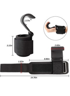 AROAQ Weight Lifting Training Grips Straps, Weight Lifting Hooks Grips With Wrist Wraps, Gym Reapers Lifting Wrist Straps For Weightlifting, Bodybuilding, Strength Training and Deadlifts, (Black Hooks)  - Image 3