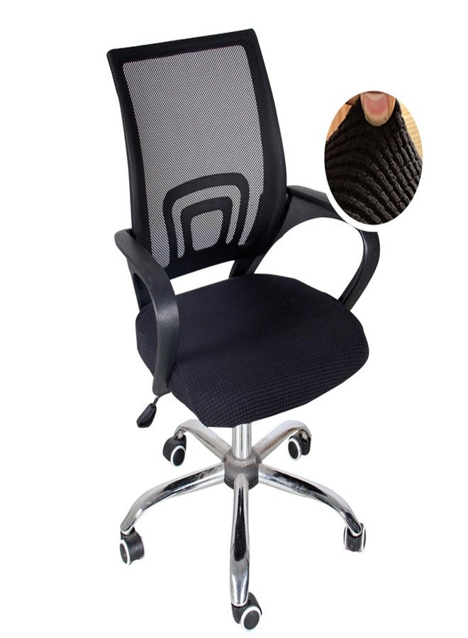 Yikko Office Chair Covers, Elastic Stretch Computer Chair Seat Slipcovers Super Fit Anti-dust Desk Seat Cover Spandex Removable Washable Kitchen Chair Protective Cover (Black) - Image 5