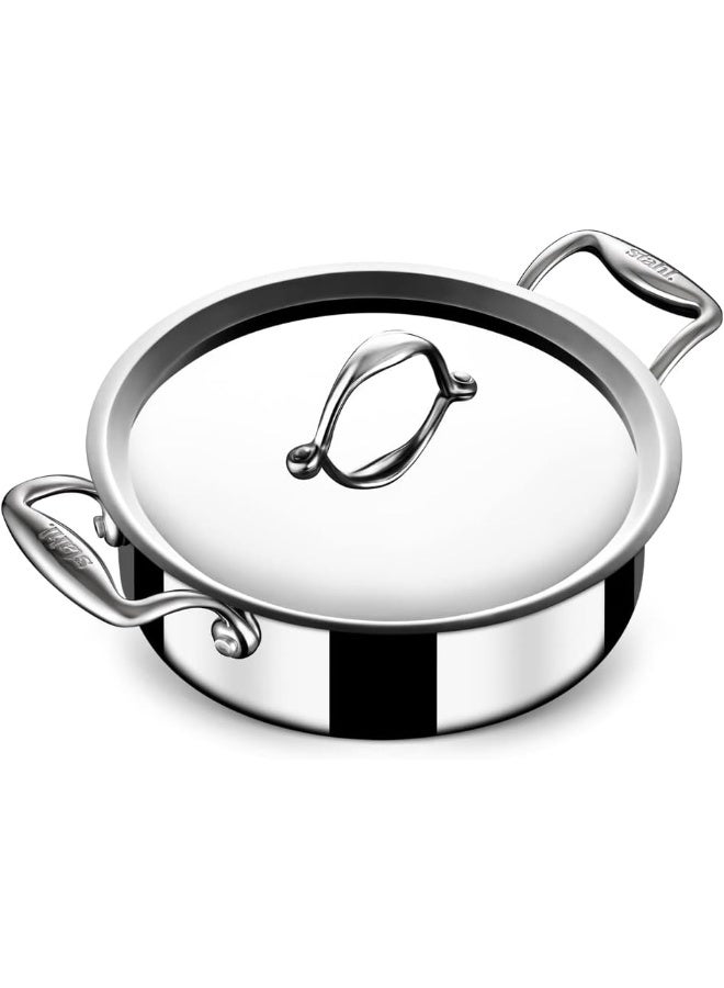 Stahl قدر ستيل ثلاثي مع غطاء I وعاء صلصة ستيل ثلاثي I مقلاة طهي وتقديم مناسبة للحث I أرتيزان 4820، قطر 20 سم، 2.2 لتر (تكفي 3 أشخاص) - Image 4