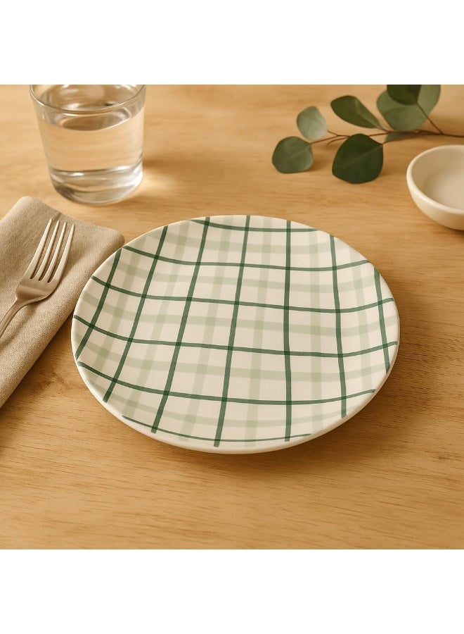BS B&S Picnic Pad Print Porcelain Coupe Dinner Plates Set of 4 10.5''Elegant Round Dishware for Dining, Durable Ceramic Plates for Everyday Use Modern Kitchen & Tableware Essentials - Image 1