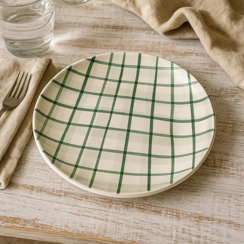 BS B&S Picnic Pad Print Porcelain Coupe Dinner Plates Set of 4 10.5''Elegant Round Dishware for Dining, Durable Ceramic Plates for Everyday Use Modern Kitchen & Tableware Essentials - Image 5