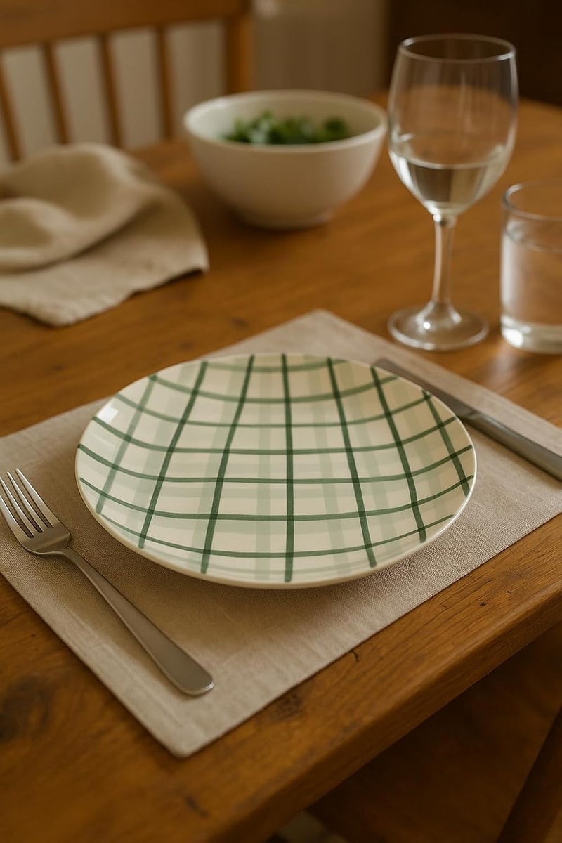 BS B&S Picnic Pad Print Porcelain Coupe Dinner Plates Set of 4 10.5''Elegant Round Dishware for Dining, Durable Ceramic Plates for Everyday Use Modern Kitchen & Tableware Essentials - Image 4