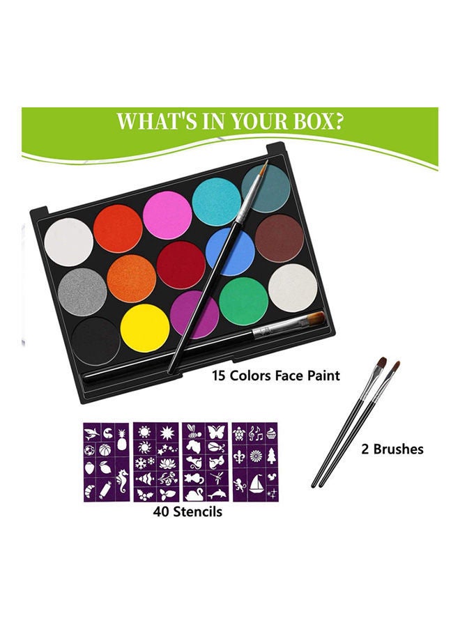 NIBEMINENT Face Paint Kits For Kids - 15 Colors Non-Toxic Professional Quality Palette Body Painting Supplies - Image 2