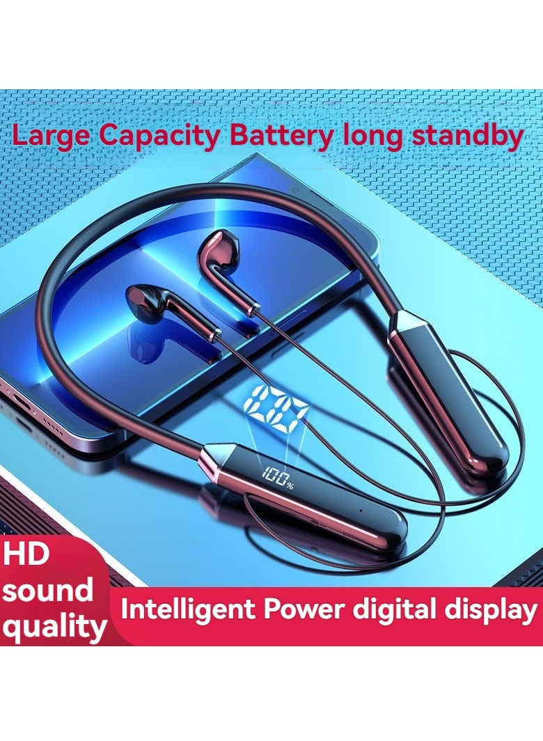 Wireless Bluetooth sports digital display earphones hanging neck super long standby in-ear Bluetooth earphones - Image 1