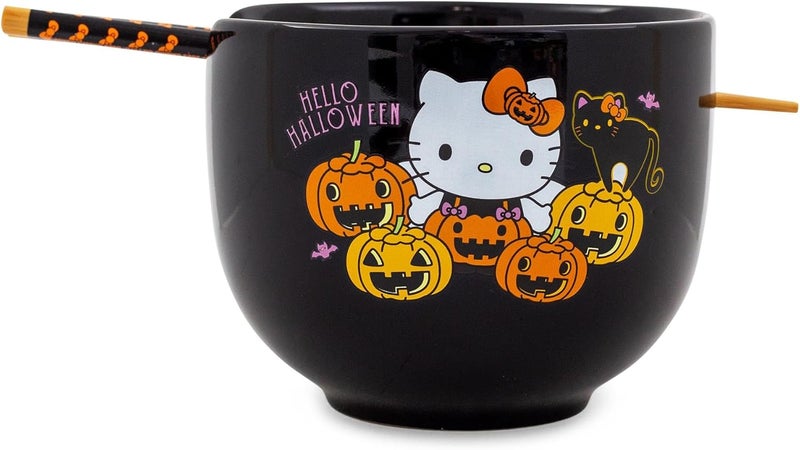 Hello Kitty Sanrio Pumpkins Ceramic Ramen Dinnerware Set  Includes 20Ounce Noodle Bowl and Wooden Chopsticks - Image 3