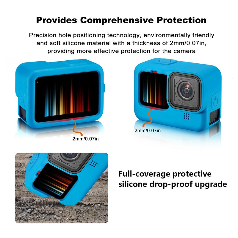 Suptig Protective Case, Silicone Case Compatible for Gopro Hero 12/ Hero 11/ Hero 10/Hero 9 Black (Blue), RSX-428 - Image 5