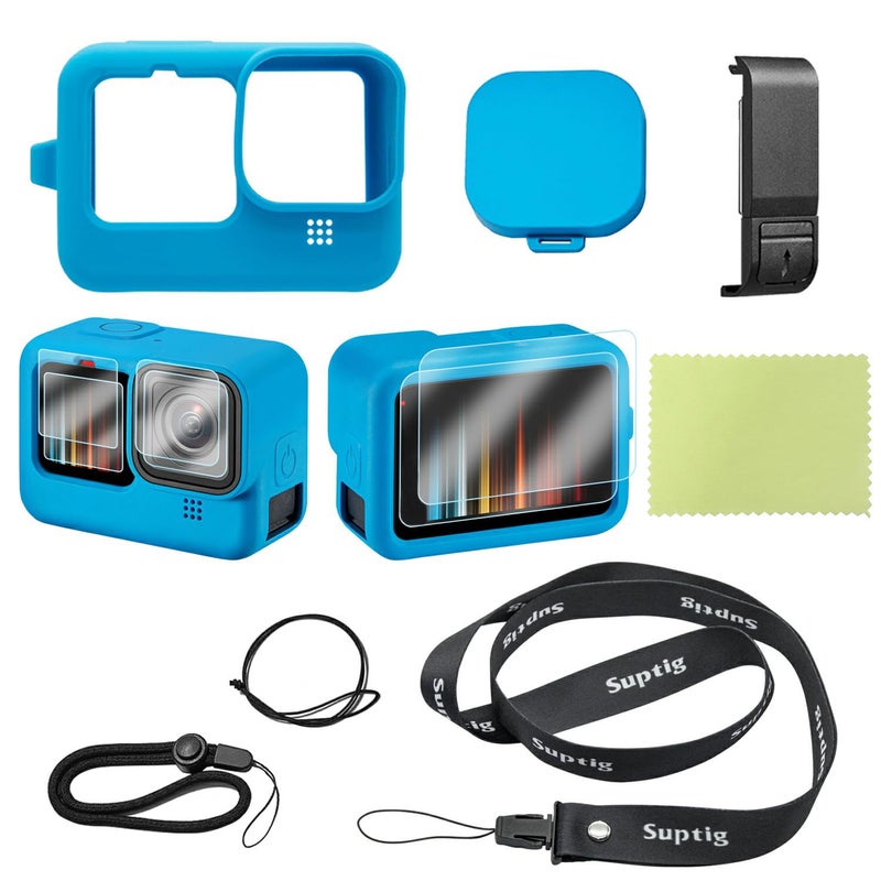 Suptig Protective Case, Silicone Case Compatible for Gopro Hero 12/ Hero 11/ Hero 10/Hero 9 Black (Blue), RSX-428 - Image 1