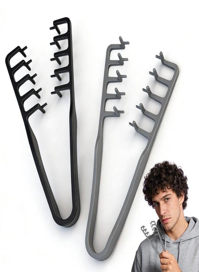 SAM SUGAR Texture Comb Voluminous Wide-Toothed Texture Styling Comb for Men Hair ABS Plastic with Textured Grip(Black+Grey) - Image 1