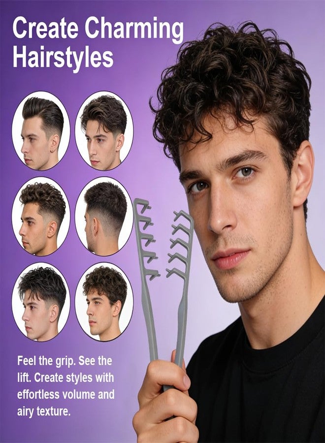 SAM SUGAR Texture Comb Voluminous Wide-Toothed Texture Styling Comb for Men Hair ABS Plastic with Textured Grip(Black+Grey) - Image 2