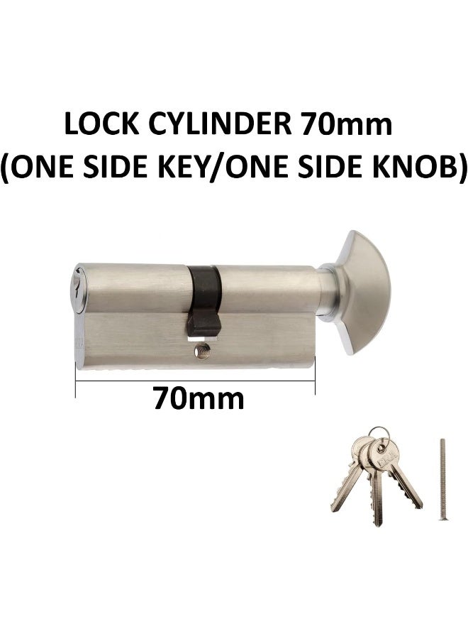 Biella Brass Cylinder Lock Barrel Profile Lock With 3 Keys Lock Anti-Rust Suitable For Wooden Doors, Aluminum Doors (Knob Type, 70Mm) - Image 2