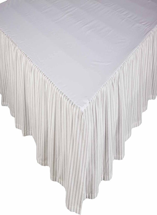 Piper Classics Timeless Ticking Ruffled Twin Bed Skirt, 16" Drop, Soft White and Gray Ticking Stripes, Vintage Farmhouse Style Dust Ruffle … - Image 2