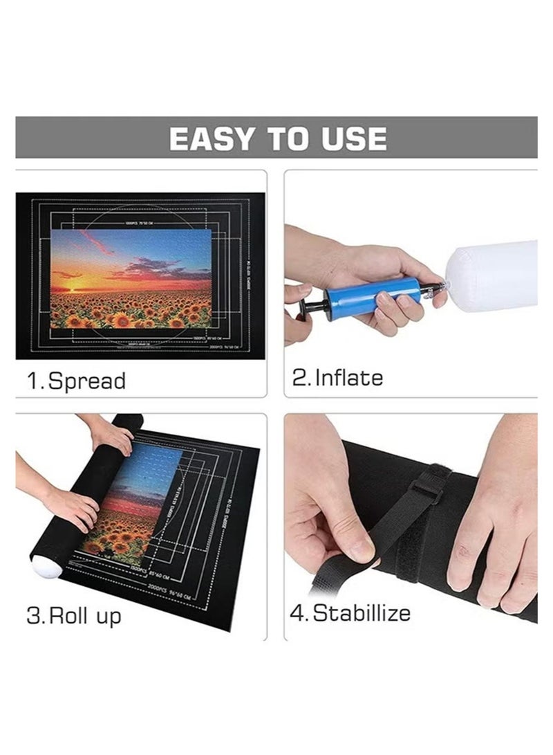 2000 Piece Puzzle Mat,Puzzled Board Puzzling Organizers and Storage with 4PCS Jigsaws Sorting Trays,Portable Puzzle Saver for 2000 1500 1000 Pieces Jigsaw Puzzles,Drawstring Storages Bag Jigsawn Keeper Saver - Image 2