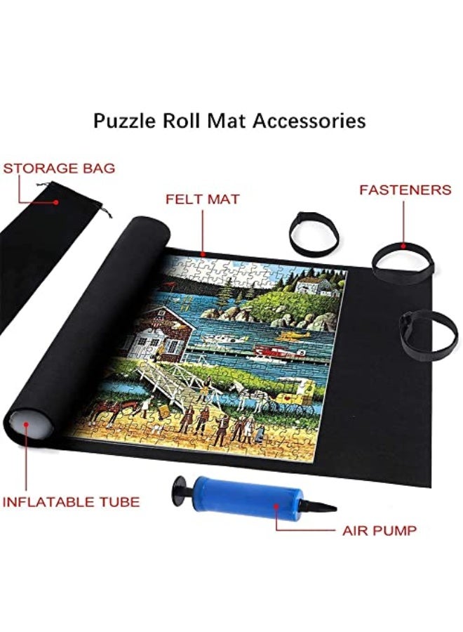 2000 Piece Puzzle Mat,Puzzled Board Puzzling Organizers and Storage with 4PCS Jigsaws Sorting Trays,Portable Puzzle Saver for 2000 1500 1000 Pieces Jigsaw Puzzles,Drawstring Storages Bag Jigsawn Keeper Saver - Image 3