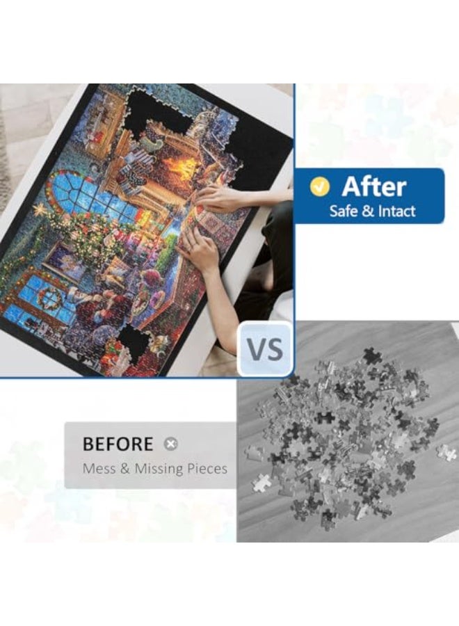 2000 Piece Puzzle Mat,Puzzled Board Puzzling Organizers and Storage with 4PCS Jigsaws Sorting Trays,Portable Puzzle Saver for 2000 1500 1000 Pieces Jigsaw Puzzles,Drawstring Storages Bag Jigsawn Keeper Saver - Image 4