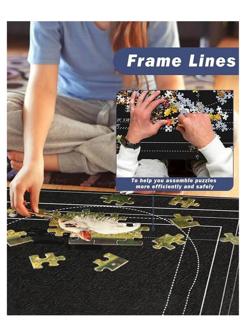 2000 Piece Puzzle Mat,Puzzled Board Puzzling Organizers and Storage with 4PCS Jigsaws Sorting Trays,Portable Puzzle Saver for 2000 1500 1000 Pieces Jigsaw Puzzles,Drawstring Storages Bag Jigsawn Keeper Saver - Image 5