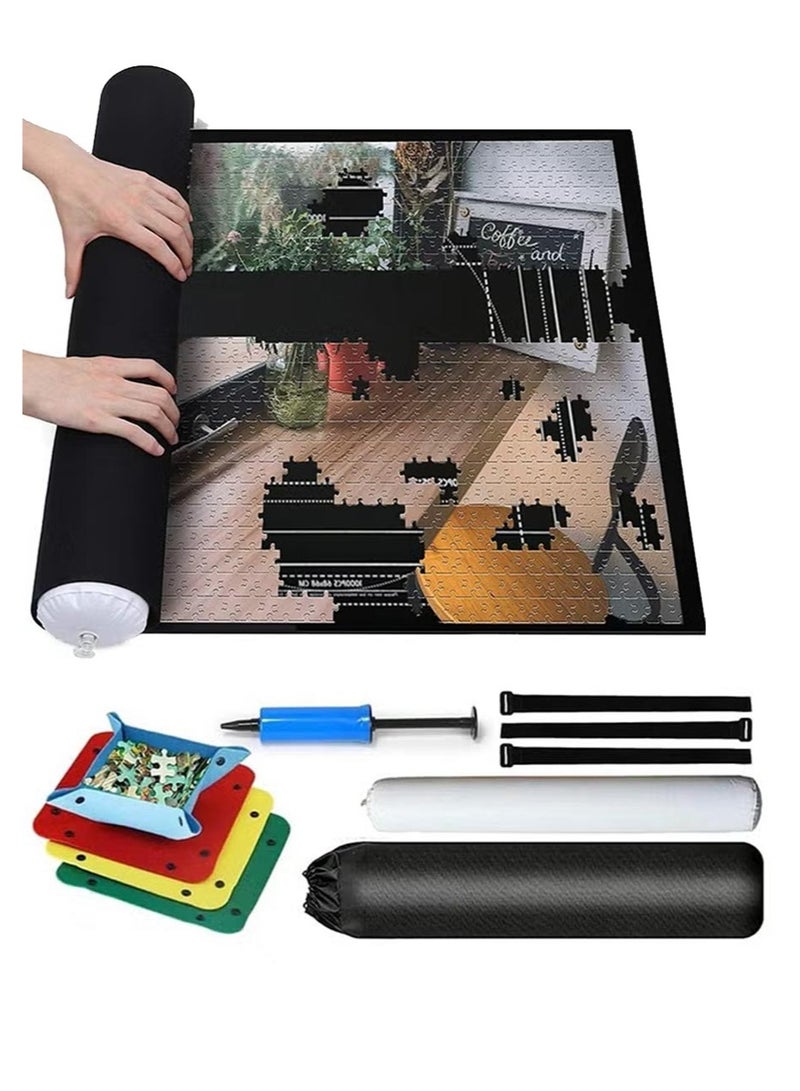 2000 Piece Puzzle Mat,Puzzled Board Puzzling Organizers and Storage with 4PCS Jigsaws Sorting Trays,Portable Puzzle Saver for 2000 1500 1000 Pieces Jigsaw Puzzles,Drawstring Storages Bag Jigsawn Keeper Saver - Image 1