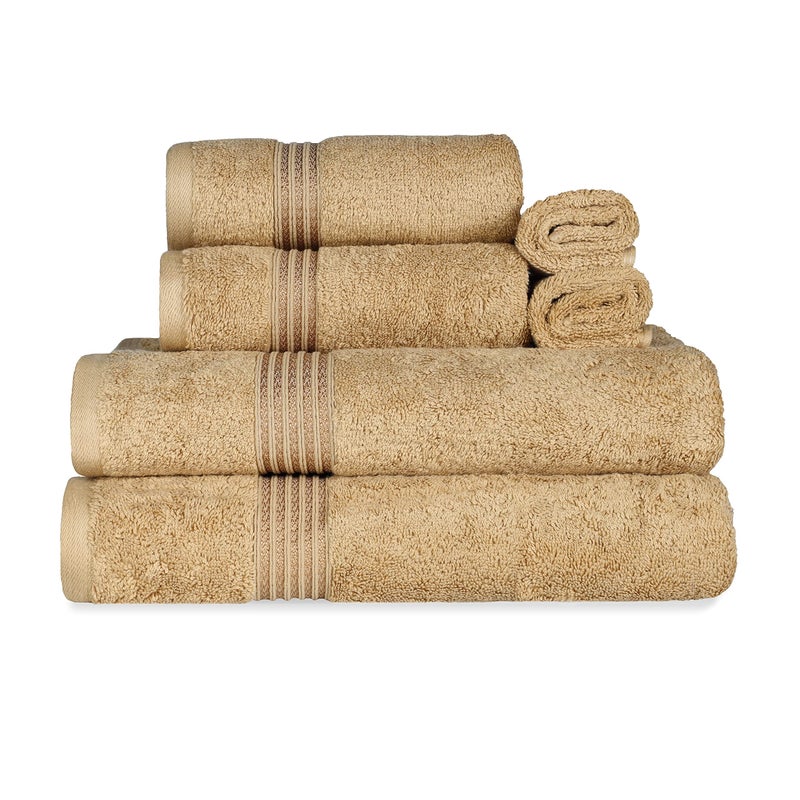 Superior Egyptian Cotton 6Piece Towel Set Bathroom Essentials Towels For Bathroom Apartment Airbnb Guest Bath Face Hand Bath Towels Washcloths Absorbent Fast Drying Toast