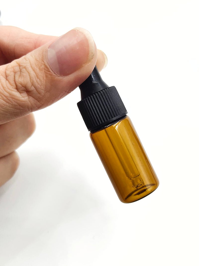 YYNGJCK 15Packs 5ml Tiny Amber Glass Mini Dropper Bottles for Essential Oils, Cosmetics, and Liquid Small Empty Travel Sample Vials with Dropper and Black Caps - Image 2