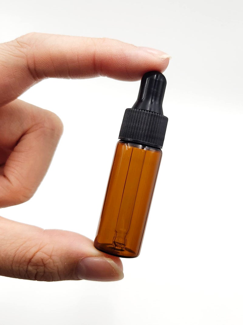 YYNGJCK 15Packs 5ml Tiny Amber Glass Mini Dropper Bottles for Essential Oils, Cosmetics, and Liquid Small Empty Travel Sample Vials with Dropper and Black Caps - Image 3