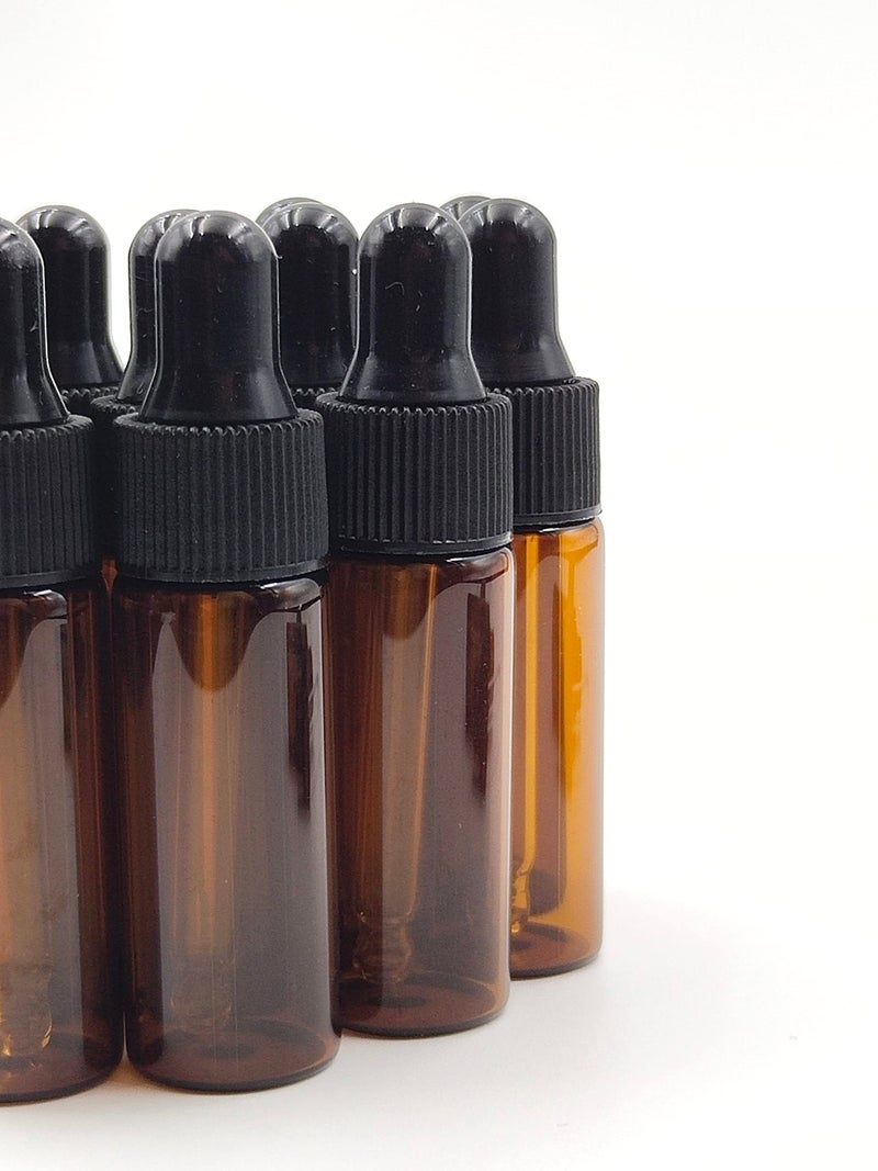 YYNGJCK 15Packs 5ml Tiny Amber Glass Mini Dropper Bottles for Essential Oils, Cosmetics, and Liquid Small Empty Travel Sample Vials with Dropper and Black Caps - Image 5