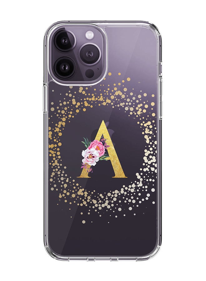 Stylizedd Classic Clear Case For iPhone 14 Pro Max, Hybrid Soft Case Thin Cover- Custom Monogram Initial Letter Floral Pattern Alphabet - A(Transparent) - Image 1