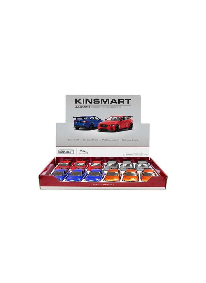 Kinsmart Pack of 12 Pcs 1:38 Scale Pull Back Action  Door Openable Alloy Metal Jaguar XE SV Project 8 Hardtop Collectible Toy Car 