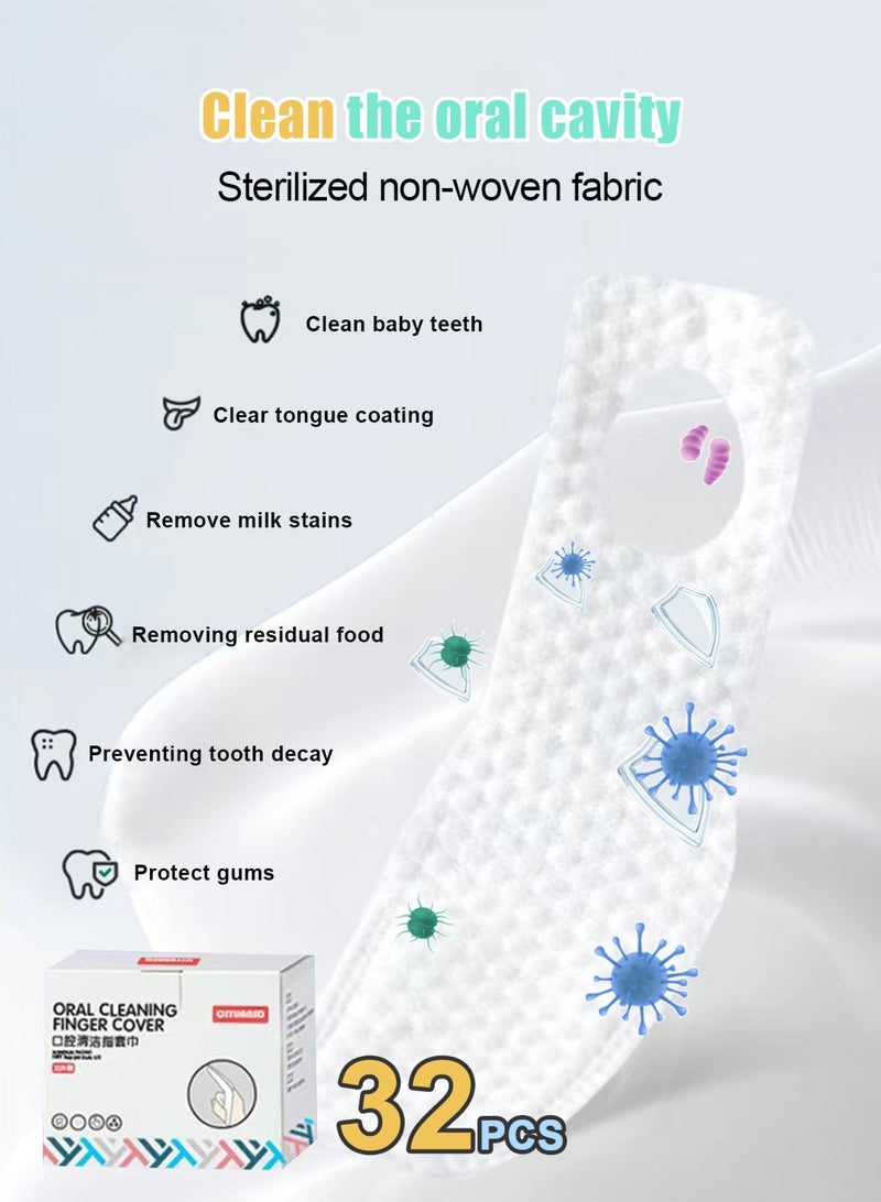 أوربازار ٣٠ قطعة من منظفات لسان الأطفال و٣٢ قطعة من فرش أسنان الأطفال على شكل إصبع، منظف فم الأطفال، منظف لثة حديثي الولادة، عصا تنظيف فم الأطفال للاستخدام مرة واحدة، للعناية بأسنان الأطفال بعمر ٣ سنوات. - Image 2