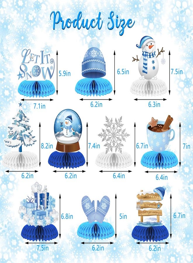 WEEPA 10 Pcs Snowflake Christmas Party Supplies Winter Wonderland Party Decorations Blue White Snowflake Honeycomb Centerpieces Table Decorations for Christmas Holiday Winter Birthday Party Supplies - Image 4