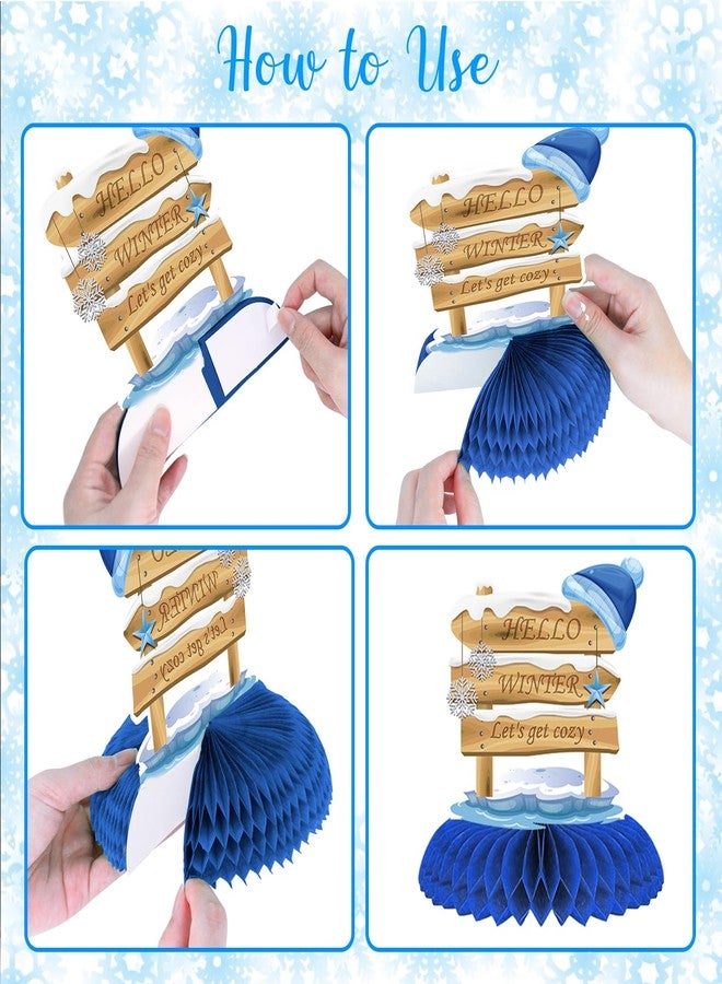 WEEPA 10 Pcs Snowflake Christmas Party Supplies Winter Wonderland Party Decorations Blue White Snowflake Honeycomb Centerpieces Table Decorations for Christmas Holiday Winter Birthday Party Supplies - Image 3