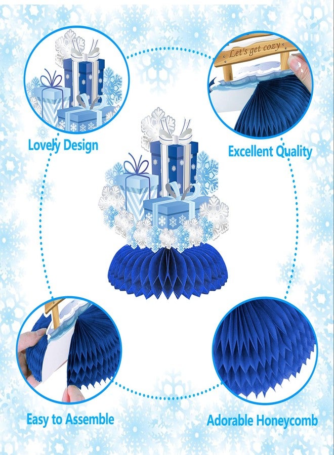 WEEPA 10 Pcs Snowflake Christmas Party Supplies Winter Wonderland Party Decorations Blue White Snowflake Honeycomb Centerpieces Table Decorations for Christmas Holiday Winter Birthday Party Supplies - Image 5