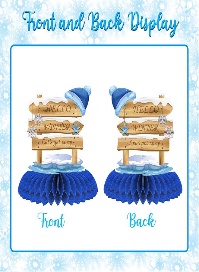 WEEPA 10 Pcs Snowflake Christmas Party Supplies Winter Wonderland Party Decorations Blue White Snowflake Honeycomb Centerpieces Table Decorations for Christmas Holiday Winter Birthday Party Supplies - Image 2