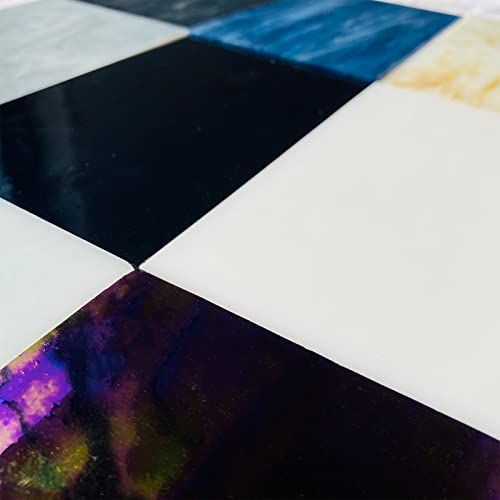 PALJOLLY 9 Sheets Stained Glass Sheet, 4 x 6 inch Stained Glass Supplies Glass Pieces Mosaic Tiles Bulk for Crafts, Black White Gray Colors for Glass Hobbyists Projects and Mosaics - Image 5