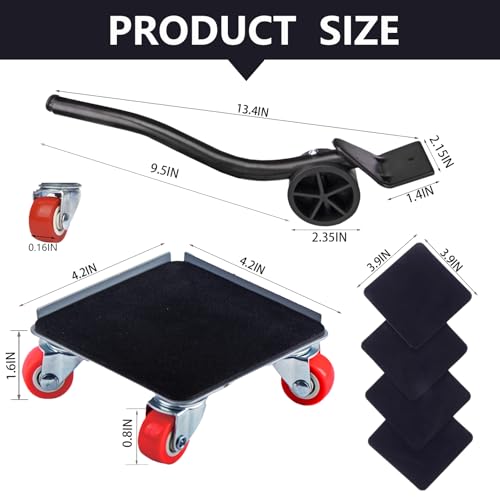 Yehenarn Furniture Dolly Sliders Furniture Movers with 360 Rotation Wheels Furniture Lifter Tool Set Upgraded Carbon Steel Panel Dolly Suitable for Moving Heavy Furniture Appliances Cabinet Fridge - Image 3