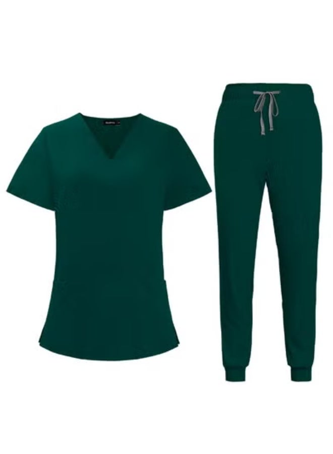 Generic Summer Doctor and Nurse Work Uniform Beauty Hospital Pet Dental Operating Room Washing Clothes Set (Green)  - Image 1