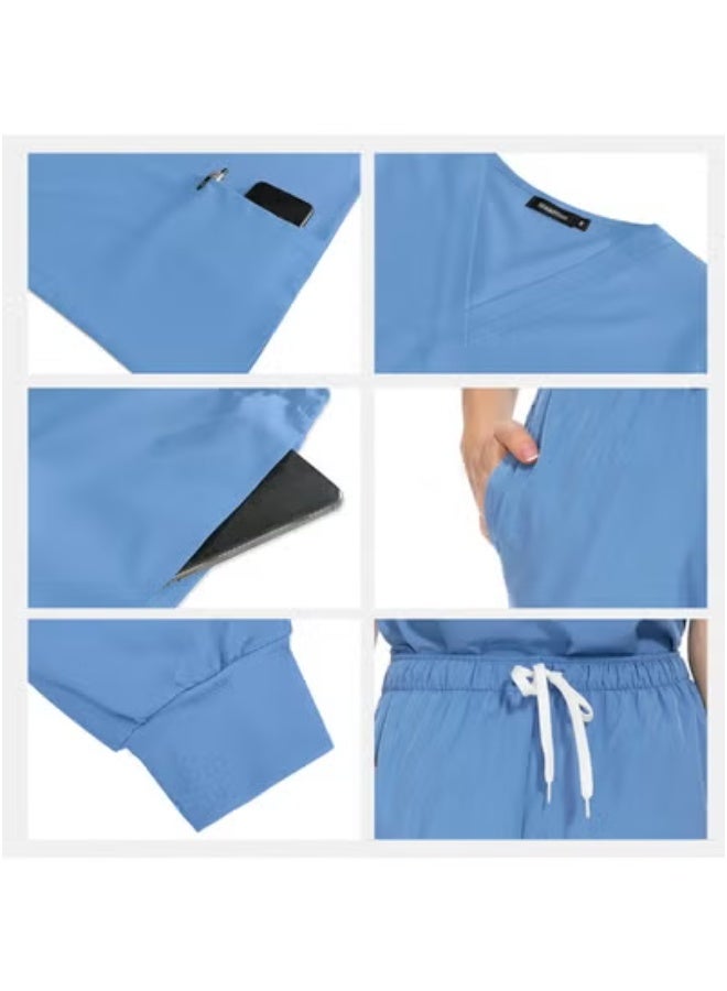 Generic Summer Doctor and Nurse Work Uniform Beauty Hospital Pet Dental Operating Room Washing Clothes Set (Green)  - Image 2