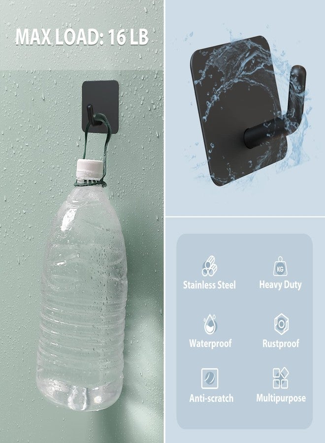 VIS'V Adhesive Hooks, Heavy Duty Shower Wall Stick on Hooks, Waterproof, 2 Extra Adhesive Strips, Black, 4 Pcs - Image 4
