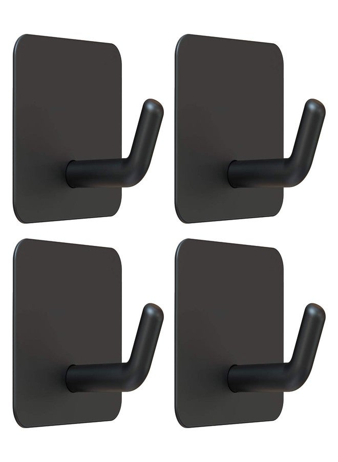 VIS'V Adhesive Hooks, Heavy Duty Shower Wall Stick on Hooks, Waterproof, 2 Extra Adhesive Strips, Black, 4 Pcs - Image 1