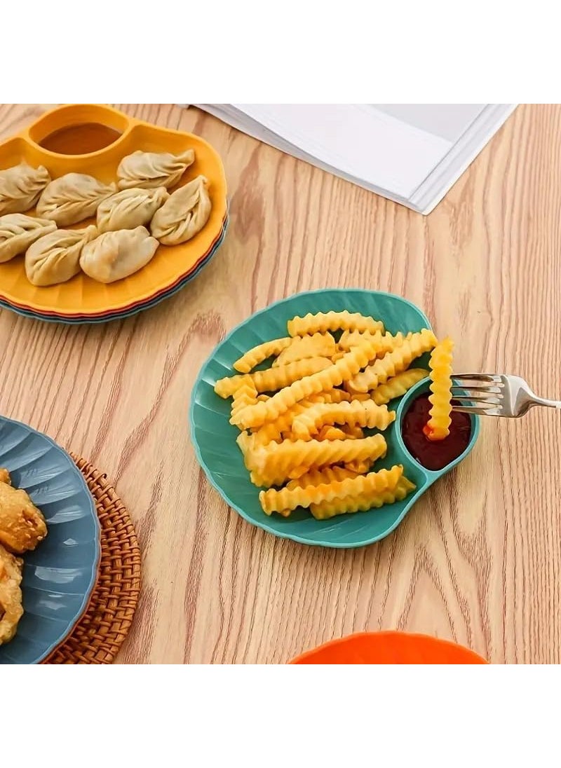 KitchAntique - KitchAntique ShellShaped Chips Dip Plates Lightweight Divided Wheat Straw Dish Dishwasher Microwave Safe Serving Tray for Snacks Appetizers Ideal for Parties Family Gatherings Yellow - Image 1